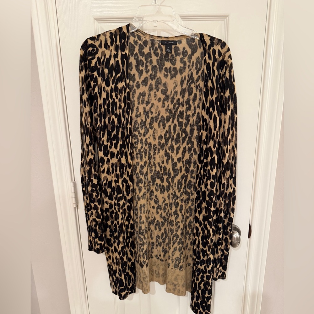 Halogen Leopard Print Open Cardigan